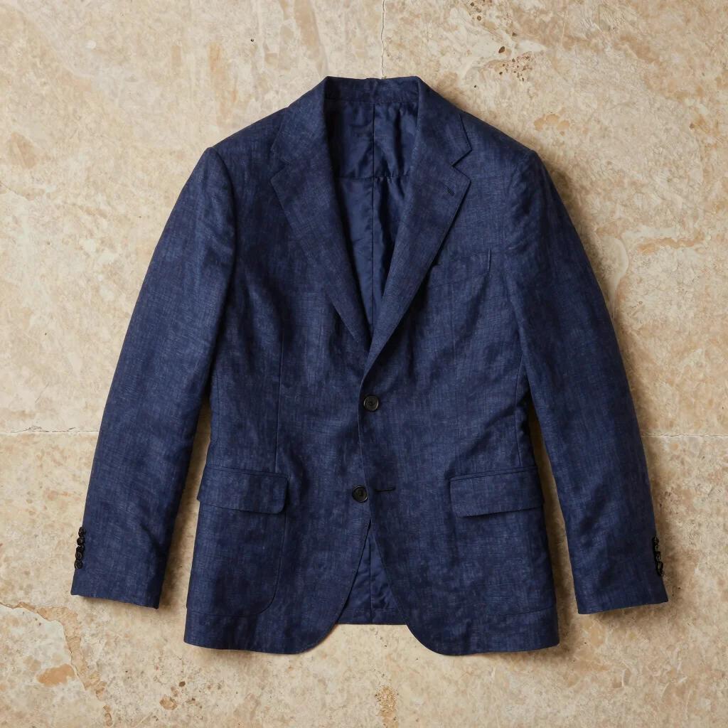 Slate Blue Structured Linen Blazer