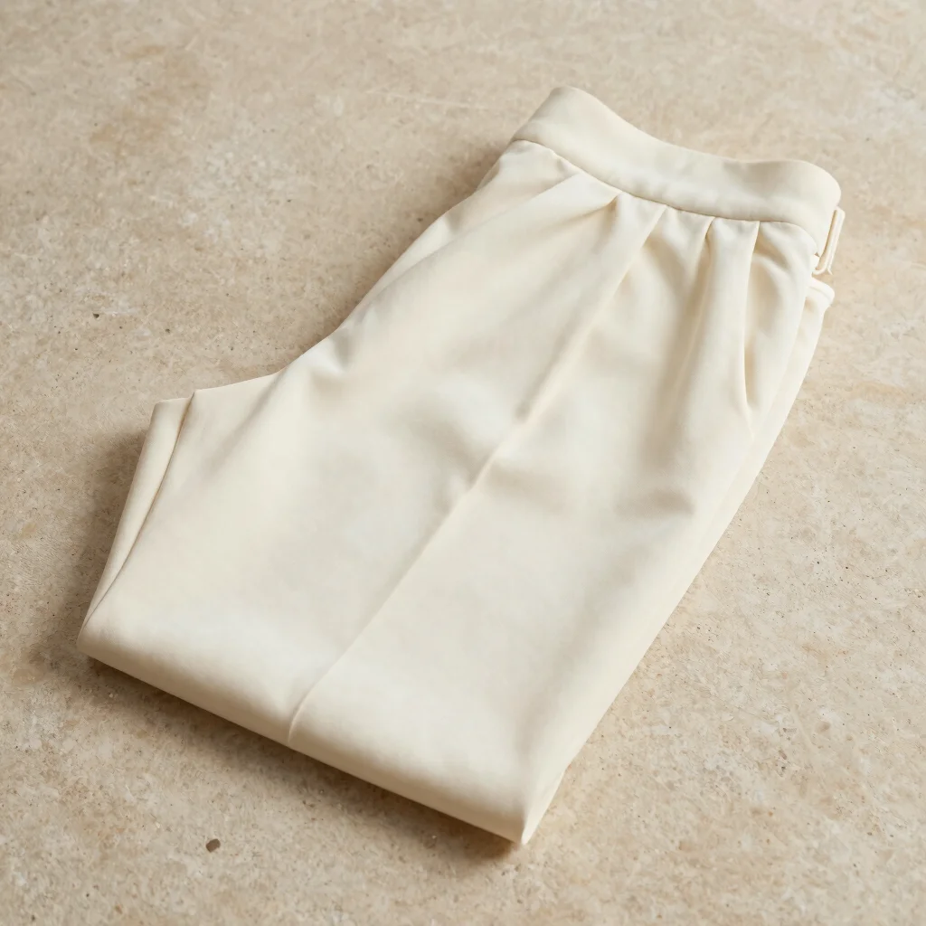 Ivory Pleated Tencel Trousers